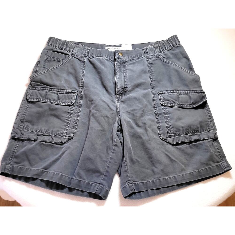 Columbia Sportswear Men's Cargo Shorts Sz L 38W Dark Grey Cotton 7 Pockets Gorp